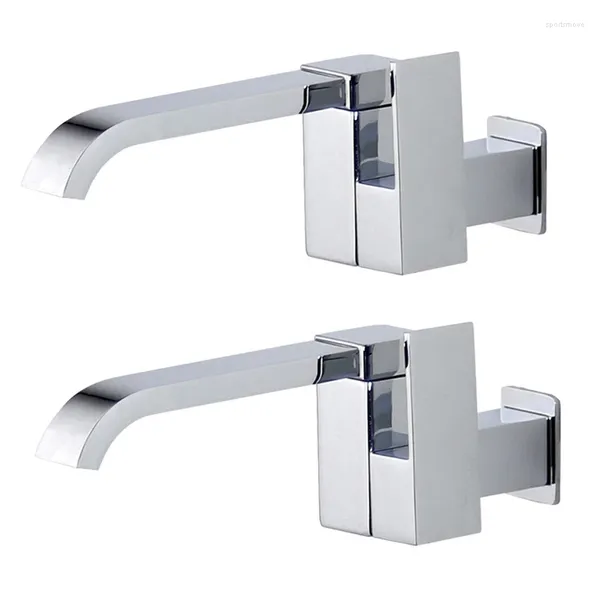 Promotion des robinets de lavabo de salle de bain ! 2X robinet de lavabo mural, baignoire d'eau froide, bec de cascade, vadrouille, robinet de piscine-Silv