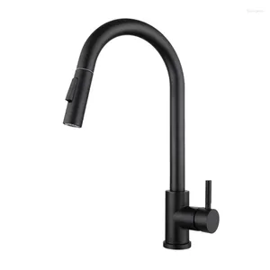 Robinets d'évier de salle de bain Tire le capteur Black Kitchen Robinet Mélangeur de commande sensible pour le robinet