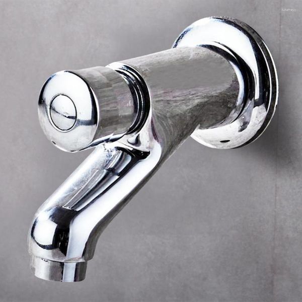 Grifos de lavabo de baño Grifo de retardo de empuje Montaje en pared Grifo de cierre automático de latón para utilidad Lavabo contemporáneo moderno en