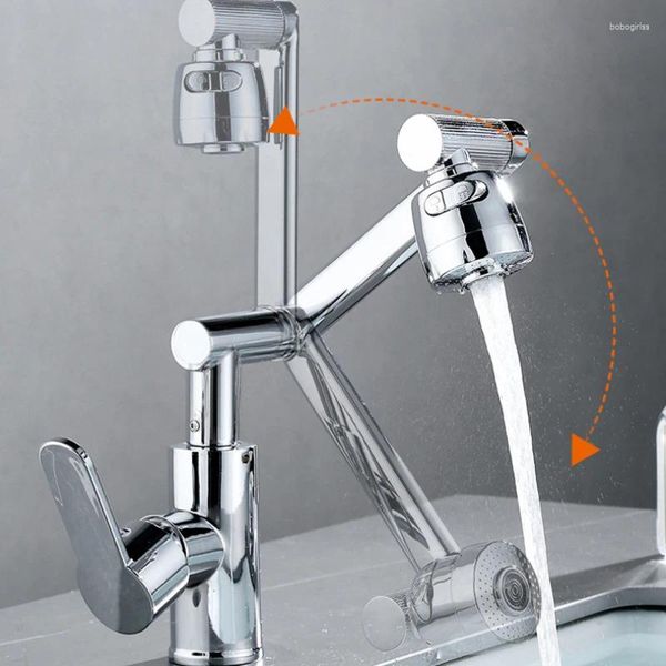 Robinets d'évier de salle de bains, robinet à bras robotique, bassin rotatif à domicile, galvanoplastie à 360 °, multifonctionnel résistant aux éclaboussures