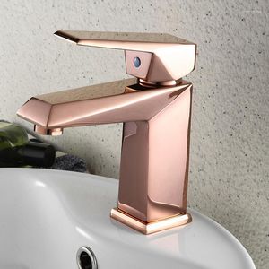 Badkamer wastafel kranen rosé goud vergulde stijl messing fauct water tap art short wash bekken bassin kraan mixer antiek koperen toilet