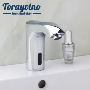 Grifos de baño grifos sensor grifo automático cuenca de infrarrojos cubierta de baño montura fantasía de latón cromo