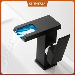 Robinets de lavabo de salle de bain Shinesia LED robinet de lavabo robinet haut et court de luxe pour mélangeur d'eau froide 221121