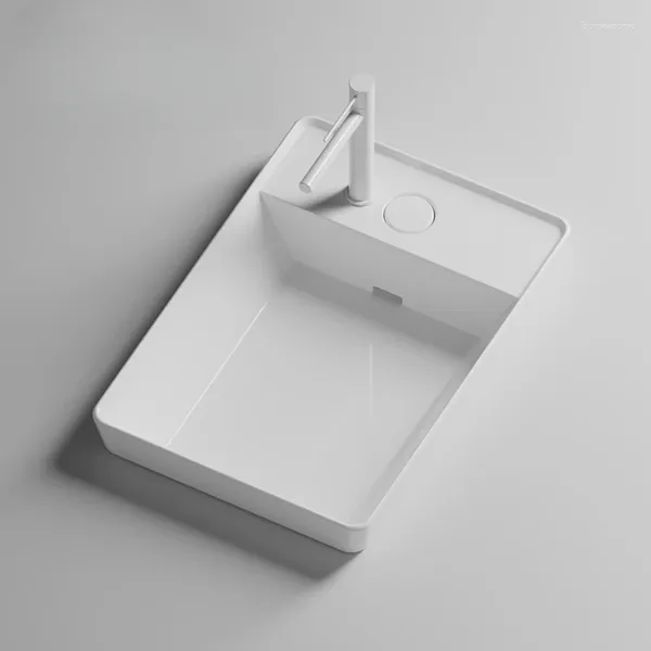 Grifos del fregadero del baño Control de mesa simple Balcón Lavabo semi-incrustado de cerámica al aire libre