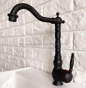 Robinets d'évier de salle de bains à poignée unique/robinet de lavabo froid monté sur le pont de cuisine Bronze huilé Nnf359