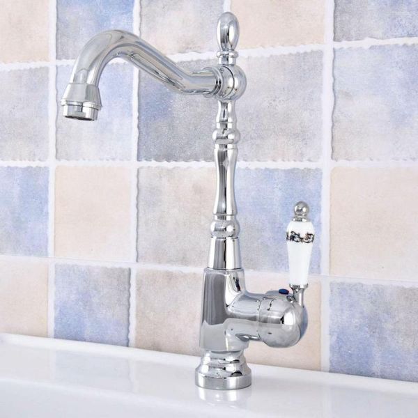 Grifos de lavabo de baño Grifo mezclador de un solo mango Grifo de agua de barra de cocina moderna Grifos de lavabo giratorios cromados pulidos Nsf639