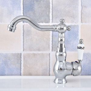 Badkamer wastafel kranen enkele hendel keukenkraan gepolijst chroom en koud water tap 360 draaipuntbassin mixer lsf653