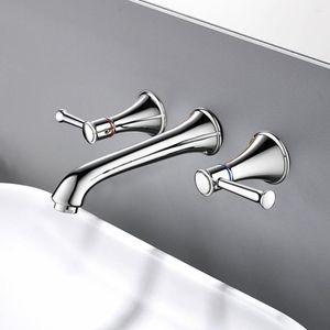 Badkamer wastafel kranen skowll bad vulling muurbevestiging roman tub kraan wijdverbreide 2 handgreepbassin mixer kraan chroom px-21