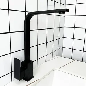 Robinets de lavabo de salle de bain skowll robinet pont vanity moderne mixage de bassin à handle moderne noir mat