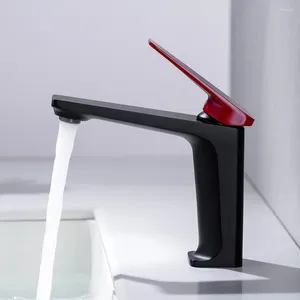 Robinets de lavabo de salle de bain skowll moderne robinet pont support mixeur de vanité à handle robinet rouge noir