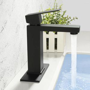 Robinets de lavabo de salle de bain skowll bassin à levier simple robinet pont de pont de lavage moderne noir moderne noir