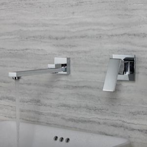 Robinets d'évier de salle de bain SKOWLL Robinet de baignoire Mitigeur mural Mitigeur Bec pivotant Baignoire Vanité Chrome HG-1310