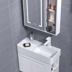 Robinets de lavabo de salle de bain petit appartement en céramique monté en céramique bassin armoire de cabinet