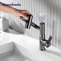 Robinets de lavabo de salle de bain Smart Display bassin robinets multi-fonctions pulvérisateur de ruisseau 360 Rotation de rotation à eau mélangeur de lavage pour