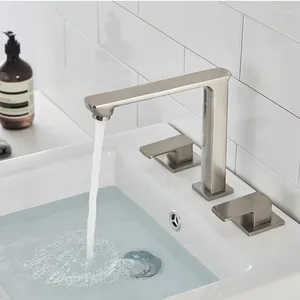 Robinets d'évier de salle de bains en laiton massif et froid 3 trous, robinet fendu à double poignée, ensemble de 3 pièces