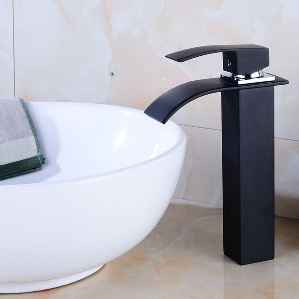 Robinets d'évier de salle de bains, robinet carré noir, mélangeur de lavabo en laiton, accessoires robinet court et haut
