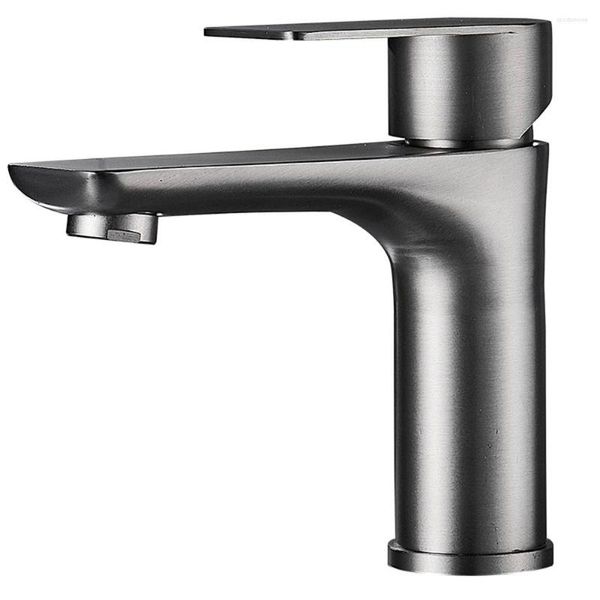 Robinets d'évier de salle de bain en acier inoxydable et robinet d'eau froide, mitigeur de lavabo domestique sous la table, lavabo gris plaqué d'eau Fau