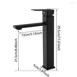 Robinets de lavabo de salle de bain en acier inoxydable noir moderne peinture minimaliste carré et comptoir froid robinet de trou unique