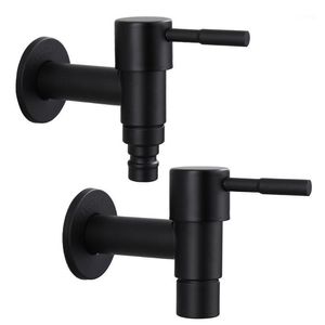 Grifos de lavabo de baño, grifo de acero inoxidable, grifo de lavadora montado en la pared negro, fregona de baño, grifos de agua para piscina para jardín