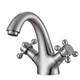 Robinets d'évier de salle de bains SUS 304 en acier inoxydable double support monotrou et robinet de lavabo d'eau froide foie