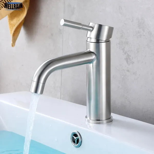 Grifos de lavabo de baño SUS304 Material Grifo de lavabo Superficie cepillada Resistente a las huellas dactilares Mezclador de agua Grifo duradero