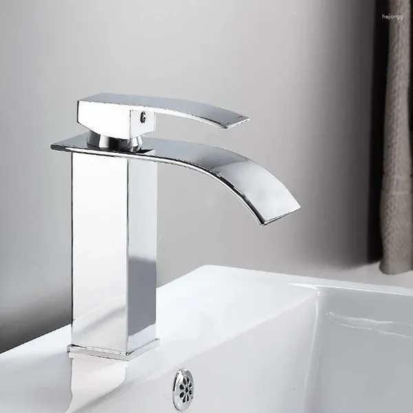 Grifos del fregadero del baño SUS304 Cascada de acero inoxidable Cromo Pulido Grifo Negro / Cromo Baño Encimera Moda