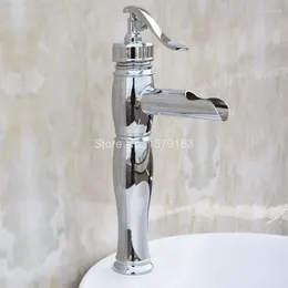 Robinets de lavabo de salle de bains, grand style "pompe à eau", Chrome poli, monotrou/levier, robinet de lavabo, mitigeur froid Acy022