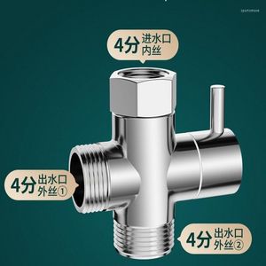 Robinets de lavabo de salle de bain trois voies un en deux sur tout le cuivre séparateur d'eau à ouverture rapide à quatre voies robinet de douche robinet noir changement