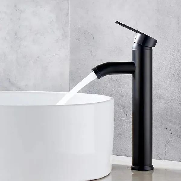 Robinets d'évier de salle de bains Tianview en acier inoxydable et robinet d'eau froide lavabo de comptoir noir