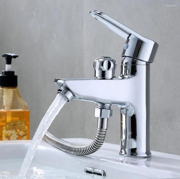 Grifos de lavabo de baño Tinaview Faucet y lavabo frío Latón Lavabo de un solo orificio Contador de cabezal de ducha de doble uso