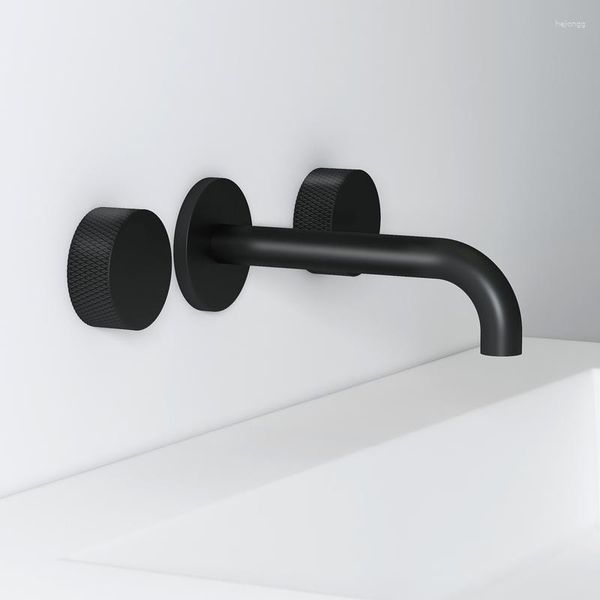 Robinets de lavabo de salle de bain Top qualité Design de mode robinet en laiton mural mitigeur de bassin en cuivre eau froide noir