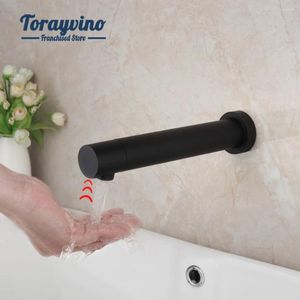 Robinets de lavabo de salle de bain Torayvino robinet de capteur automatique Robinet à paroi simple chromé chromé / mate noir de bassin d'eau froide