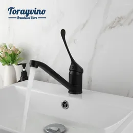 Robinets de lavabo de salle de bain Torayvino Basin Robinet de style moderne Matte Black Hand Hone Handle Mouted Water Bouxer Taps