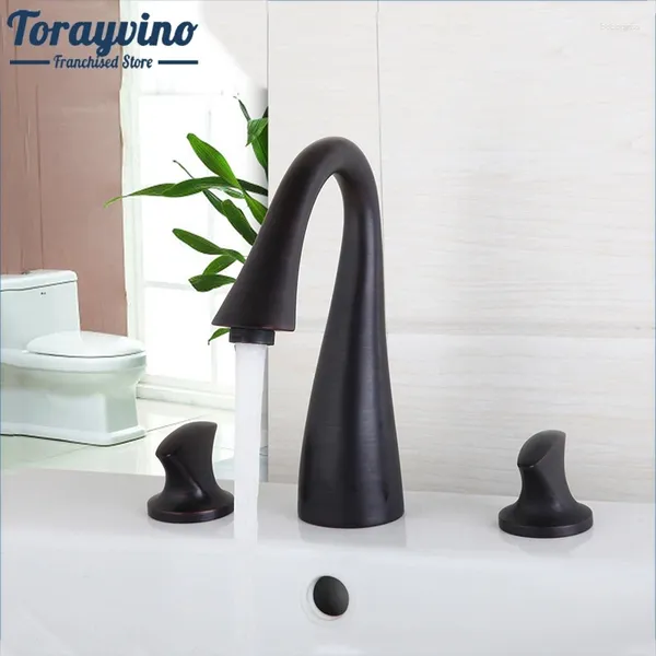 Grifos del fregadero de baño Torayvino cuenca toque torneira banheiro orbe mezclador negro 3pcs conjunto de grifos de ducha de bañera grifo grifo grifo