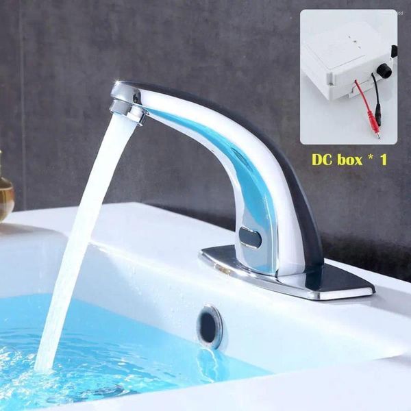 Grifos de lavabo de baño Grifo sin contacto Sensor automático Cascada Suministros de grifo de agua Totalmente hardware para el hogar F5B9