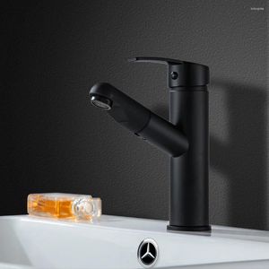 Robinets d'évier de salle de bains TP 8013, en acier inoxydable, à tirer et à froid, lavabo rotatif, toilettes noires rétractables