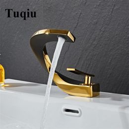 Grifos de lavabo de baño Grifo de lavabo Tuqiu Grifo mezclador de baño negro y dorado Grifo de lavabo de oro cepillado / níquel / cromo y grifo de lavabo frío 230311