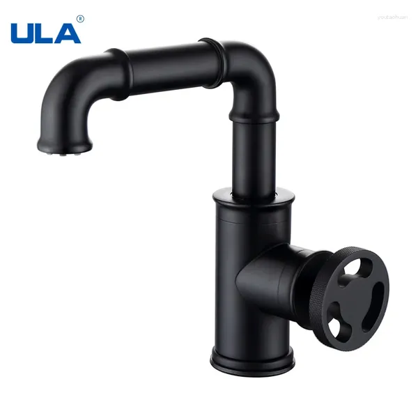 Robinets de lavabo de salle de bain ula robinets de bassin en laiton mélangeur de lavabo noir papeur à eau froide Classic Taps cascade