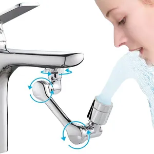 Robinets d'évier de salle de bain universels 1080 degrés robinets rotatifs de cuisine aérator pivotant grand angle de filtre à éclaboussures