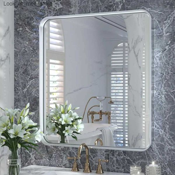 Robinets de lavabo de salle de bain utilisés pour coiffer le miroir 32x36 pouces salle de bains en nickel brossé fret rectangulaire moderne amélioration de l'habitat fixe Q240301