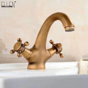 Robinets d'évier de salle de bain vidrique robinet antique bronze brossé européen et eau froide style mixin de bassin vintage cozin