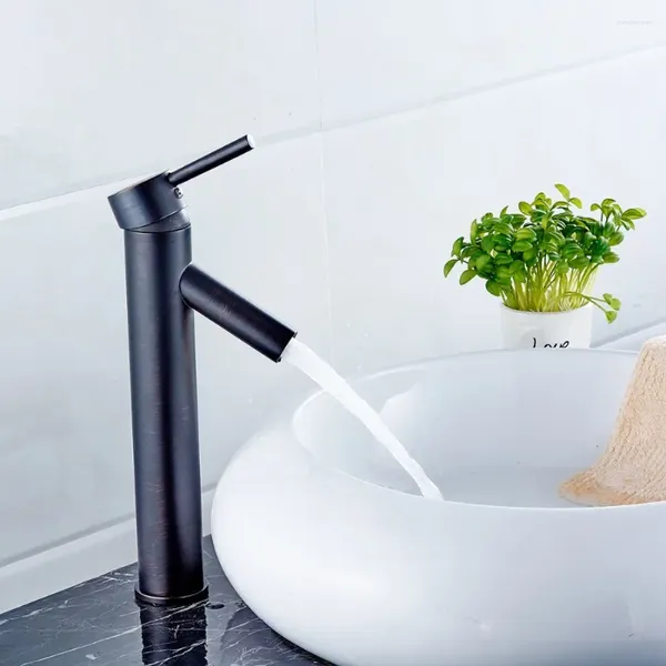 Robinets de lavabo de salle de bains, Design Vidric, robinet en Bronze frotté à l'huile et robinets de lavabo d'eau froide, accessoires de lavabo grands noirs