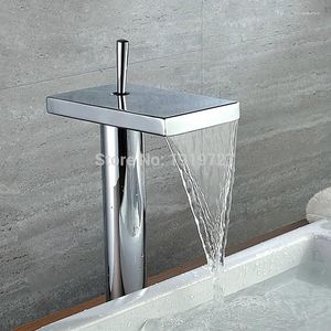 Robinets De Lavabo De Salle De Bains Vidric Ly Style Moderne En Laiton Massif Et Eau Froide Bec Cascade Bassin Mitigeur Finition Chrome Grand Navire Fauc