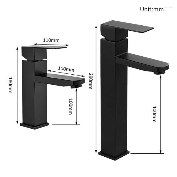 Grifos de lavabo de baño Vidric, grifo de lavabo cuadrado negro mate, grifo mezclador de lavabo, manija única, Torneira Da Bacia