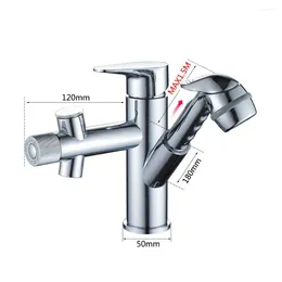 Robinets d'évier de salle de bains Vidric, pulvérisateur extractible, robinet de cuisine chromé avec Spray gargarisme lavage des cheveux, bec mitigeur F