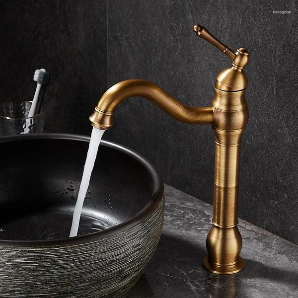 Robinets de lavabo de salle de bain Vintage Antique Basin Robinet Brass Brasher Wash Tap Taps Imone Handle Copper Deckonted Black Eau