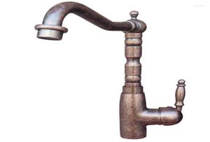 Badkamer wastafel kranen vintage antiek Rome rood koper messing hendel hendel keukenbar swivel kraanbassin mixer tap ann0177452928