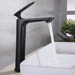 Robinets d'évier de salle de bains, robinet de lavabo et mélangeur d'eau froide, robinet noir en laiton à poignée unique, robinets modernes