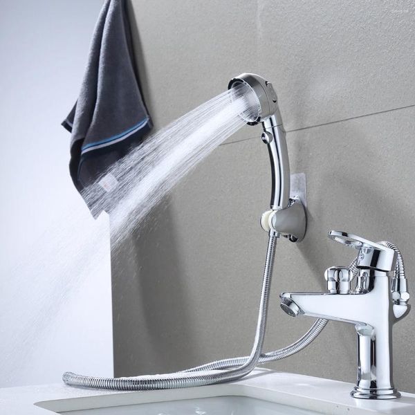 Robinets d'évier de salle de bains, robinet de lavabo, ensemble de douche externe en laiton et eau froide avec tuyau de lavage des cheveux à main