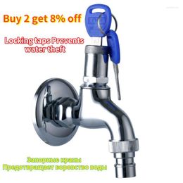 Bathroom Sink Faucets Washing Water Tap With Lock Key Copper Faucet Single Outdoor Anti-theft Sensor Kitchen
